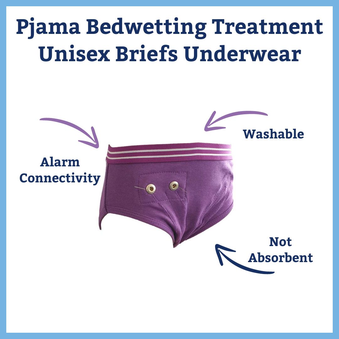 Pjama Bedwetting Treatment KIT - Unisex Briefs Underwear (purple) & Alarm